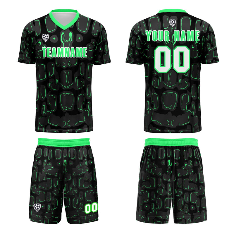 Custom Black Green Jerseys for Men Women Personalized Soccer Uniforms for Adult and Kid