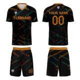 Custom Black Orange Jerseys for Men Women Personalized Soccer Uniforms for Adult and Kid