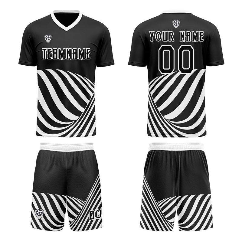 Custom Black White Soccer Jerseys for Men Women Personalized Soccer Uniforms for Adult and Kid