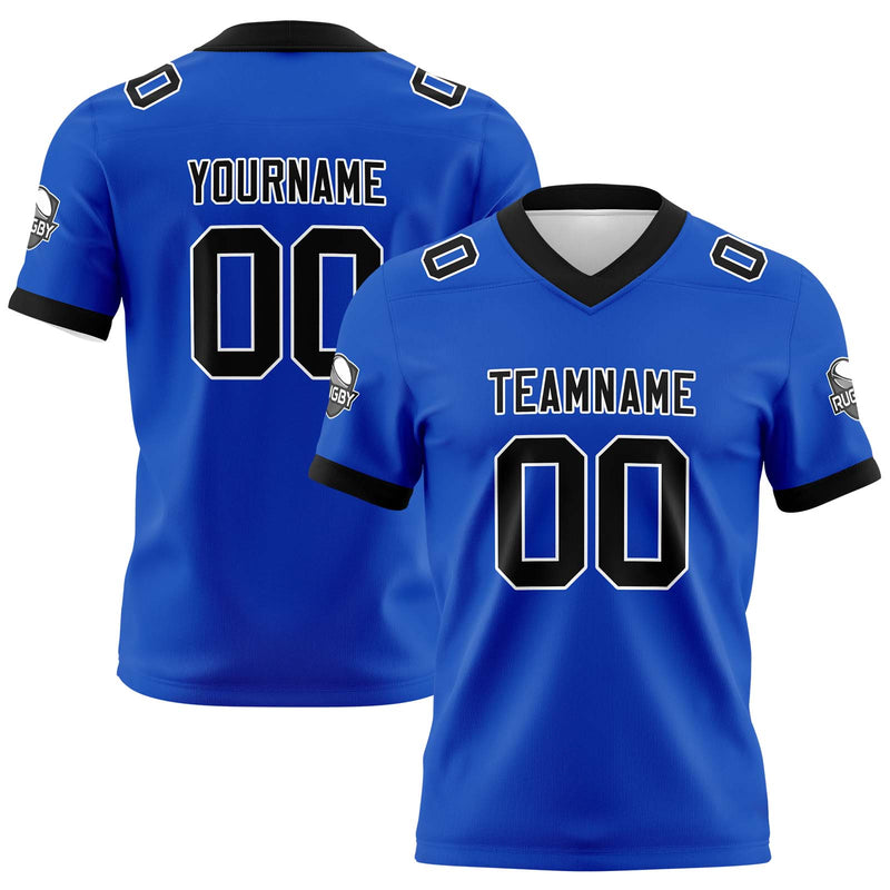 Custom Blue Black Football Jersey Personalized Football Shirts for Men Women  Printed Team Name Number Logo
