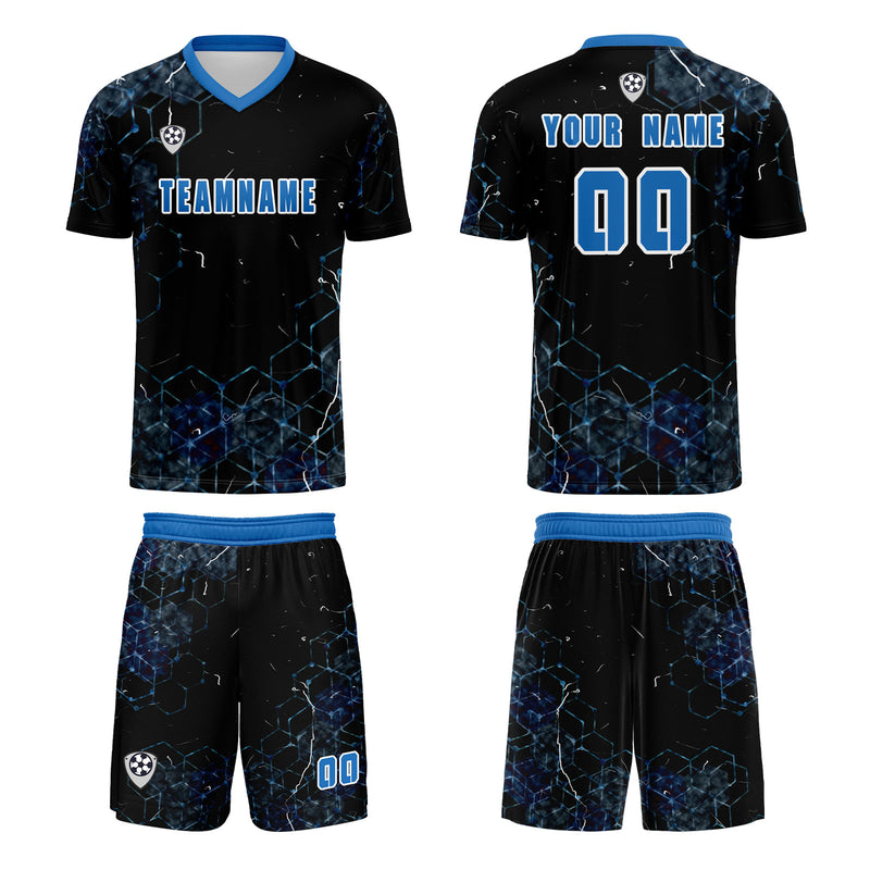 Custom Blue Jerseys for Men Women Personalized Soccer Uniforms for Adult and Kid