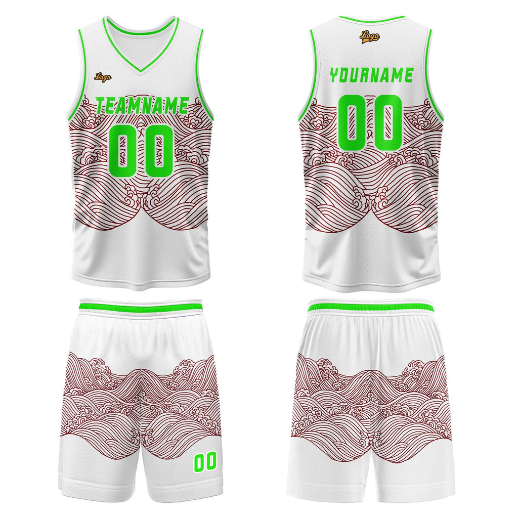 Custom White Dark Red Basketball Jersey Uniform Suit Printed Your Logo Name Number enthsush