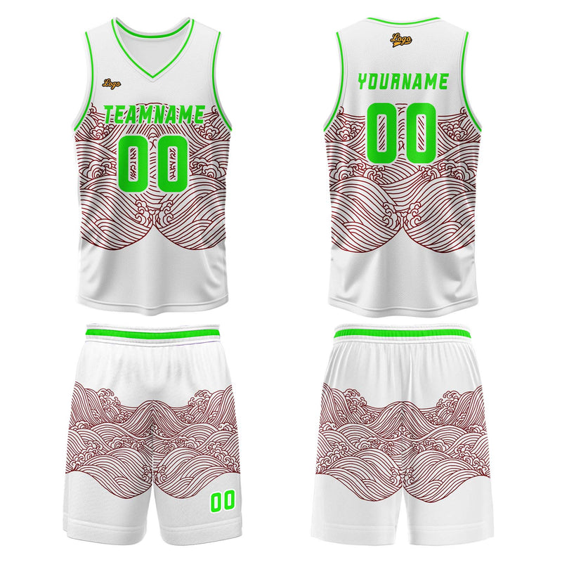 Custom White Dark Red Basketball Jersey Uniform Suit Printed Your Logo Name Number