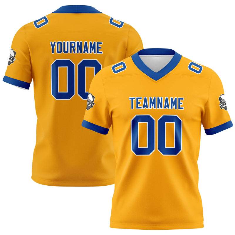 Custom Yellow Blue Football Jersey Personalized Football Shirts for Men Women  Printed Team Name Number Logo