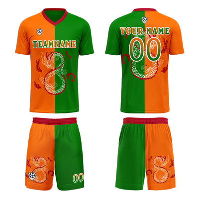 Custom Orange Green Soccer Jerseys for Men Women Personalized Soccer Uniforms for Adult and Kid enthsush