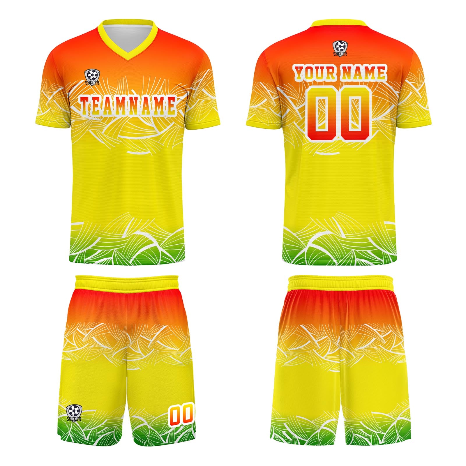 Custom Yellow Orange Jerseys for Men Women Personalized Soccer Uniforms for Adult and Kid enthsush