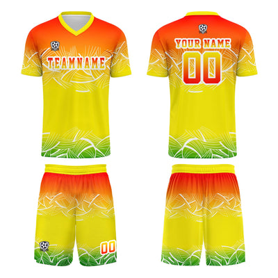 Custom Yellow Orange Jerseys for Men Women Personalized Soccer Uniforms for Adult and Kid enthsush
