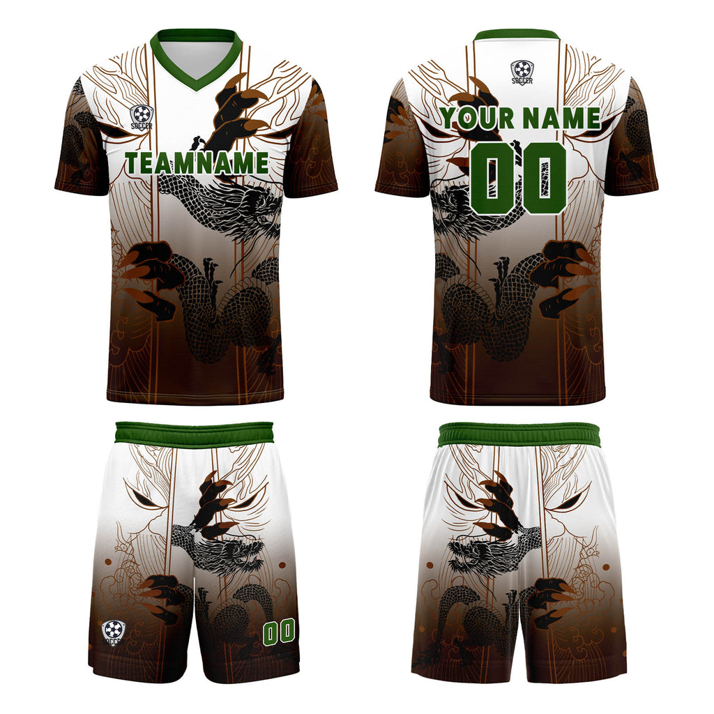 Custom Brown Green Jerseys for Men Women Personalized Soccer Uniforms for Adult and Kid enthsush
