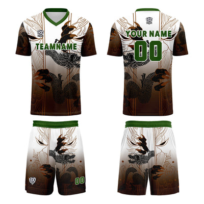 Custom Brown Green Jerseys for Men Women Personalized Soccer Uniforms for Adult and Kid enthsush