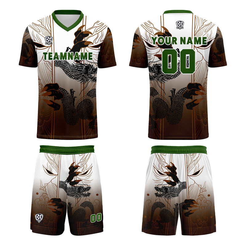 Custom Brown Green Jerseys for Men Women Personalized Soccer Uniforms for Adult and Kid