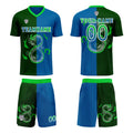 Custom Blue Green Soccer Jerseys for Men Women Personalized Soccer Uniforms for Adult and Kid enthsush