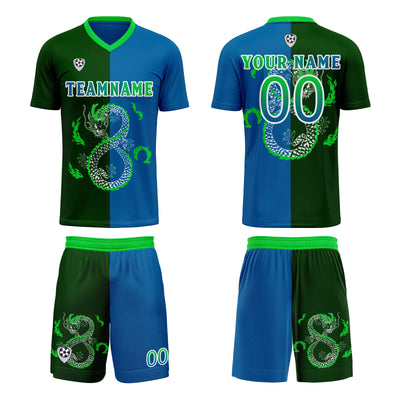 Custom Blue Green Soccer Jerseys for Men Women Personalized Soccer Uniforms for Adult and Kid enthsush