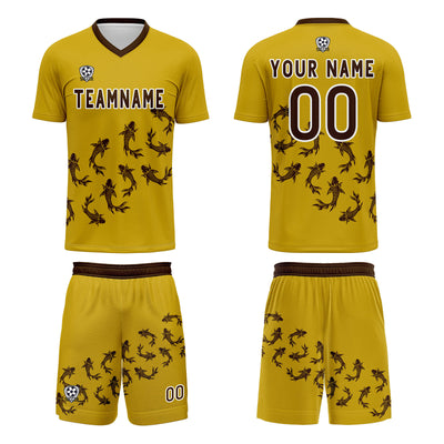 Custom Yellow Jerseys for Men Women Personalized Soccer Uniforms for Adult and Kid enthsush