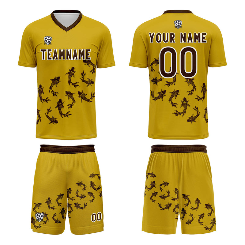 Custom Yellow Jerseys for Men Women Personalized Soccer Uniforms for Adult and Kid