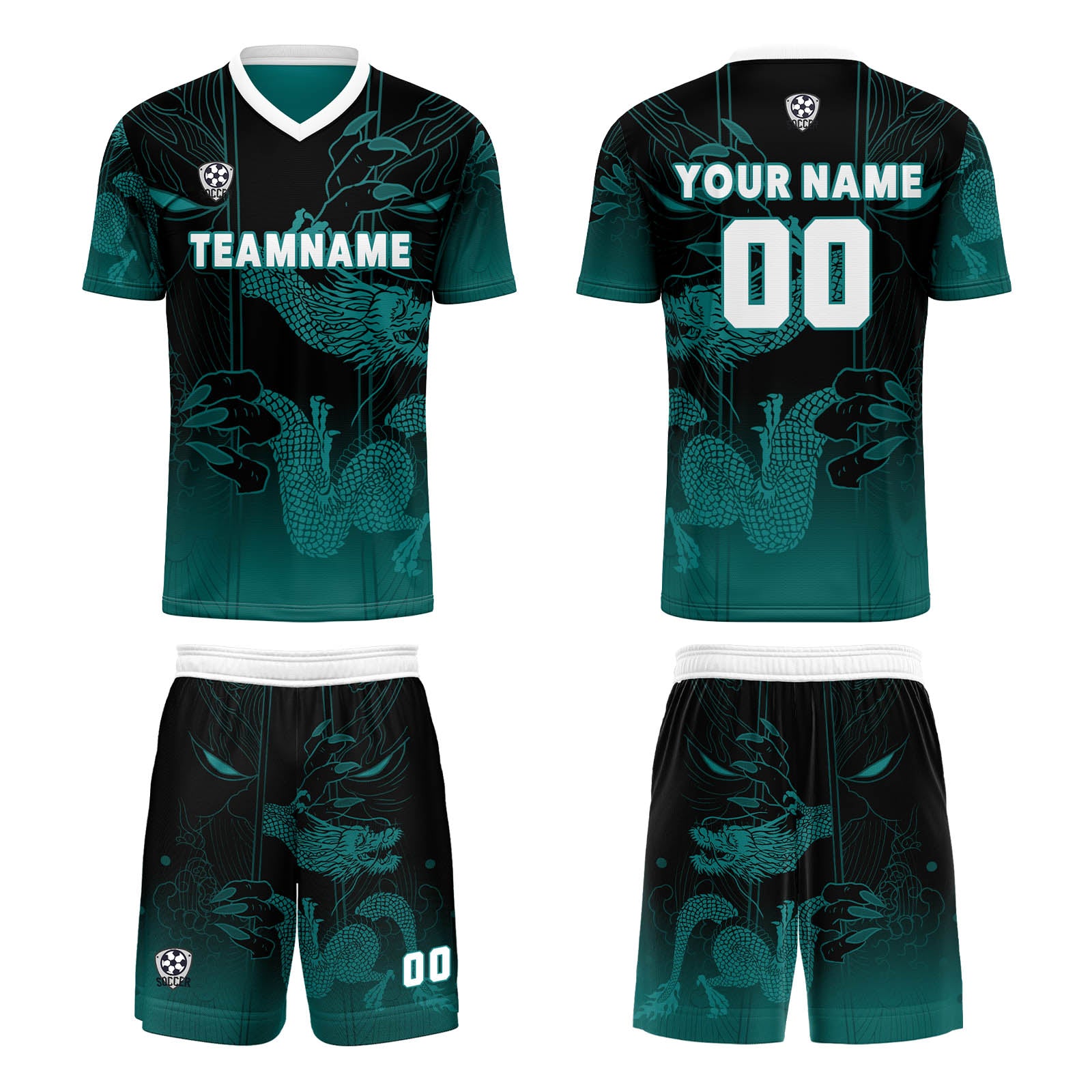 Custom White Dark Green Jerseys for Men Women Personalized Soccer Uniforms for Adult and Kid enthsush
