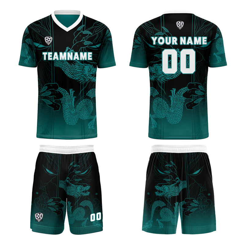 Custom White Dark Green Jerseys for Men Women Personalized Soccer Uniforms for Adult and Kid