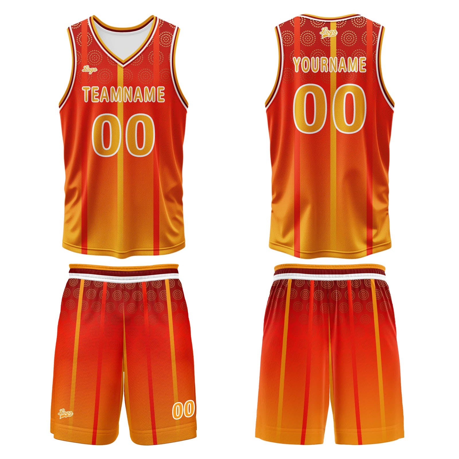 Custom Orange Basketball Jersey Uniform Suit Printed Your Logo Name Number enthsush