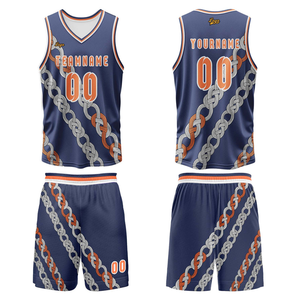 Custom Blue Orange Basketball Jersey Uniform Suit Printed Your Logo Name Number enthsush