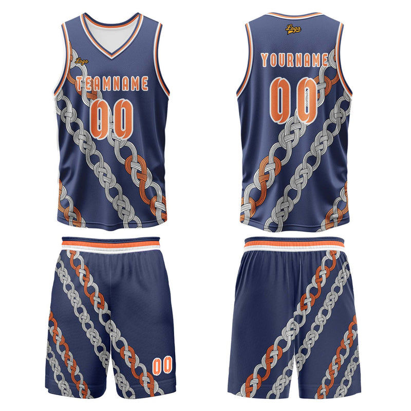 Custom Blue Orange Basketball Jersey Uniform Suit Printed Your Logo Name Number