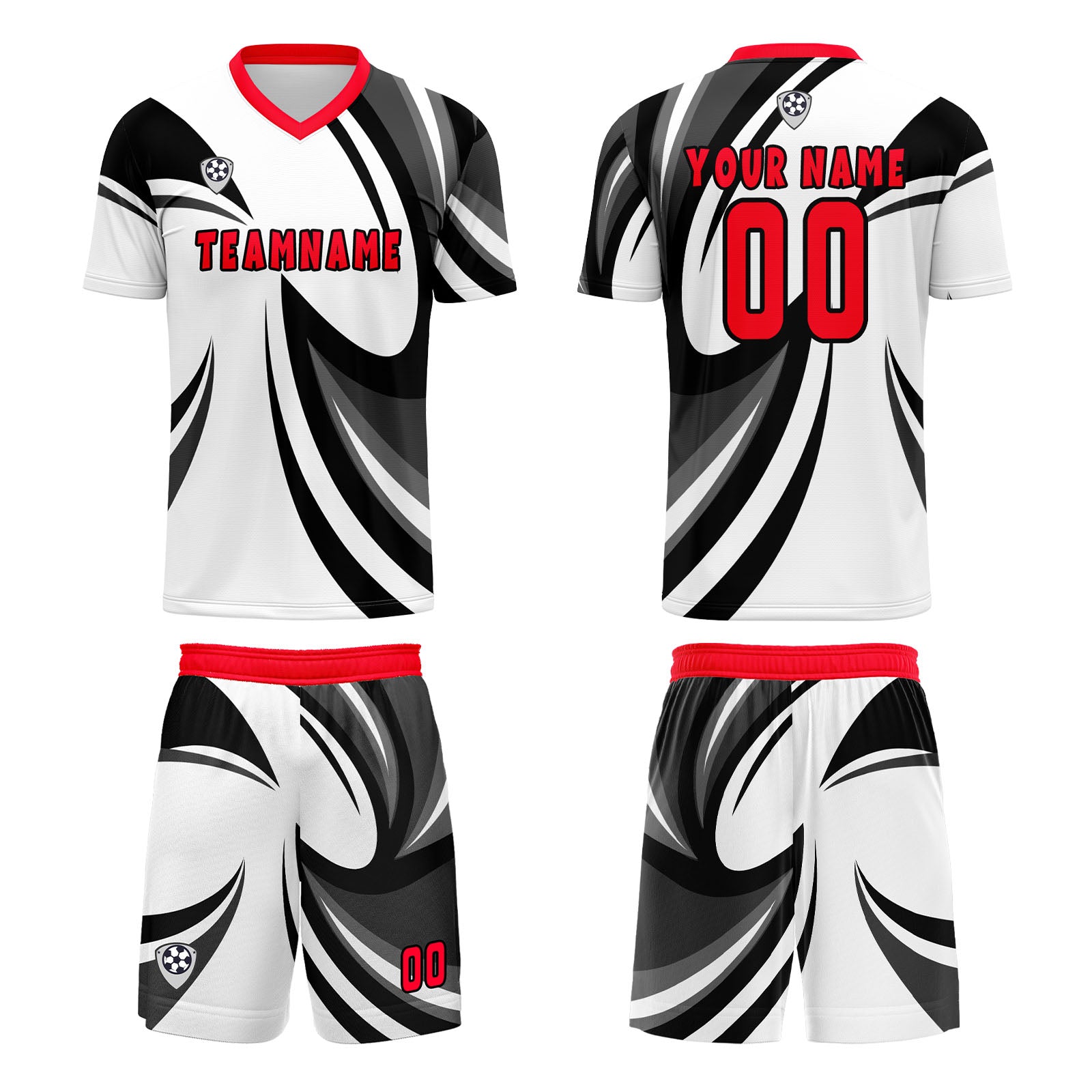 Custom White Black Jerseys for Men Women Personalized Soccer Uniforms for Adult and Kid enthsush