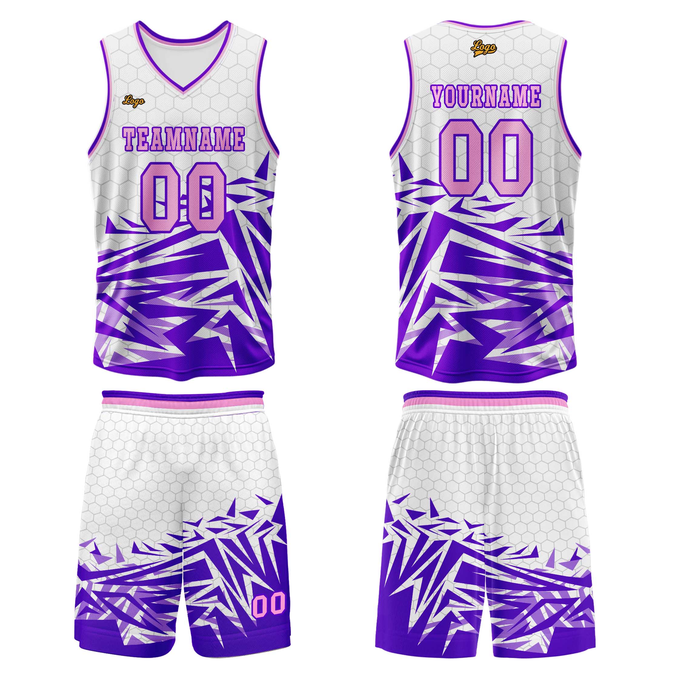 Custom Purple Pink Basketball Jersey Uniform Suit Printed Your Logo Name Number enthsush