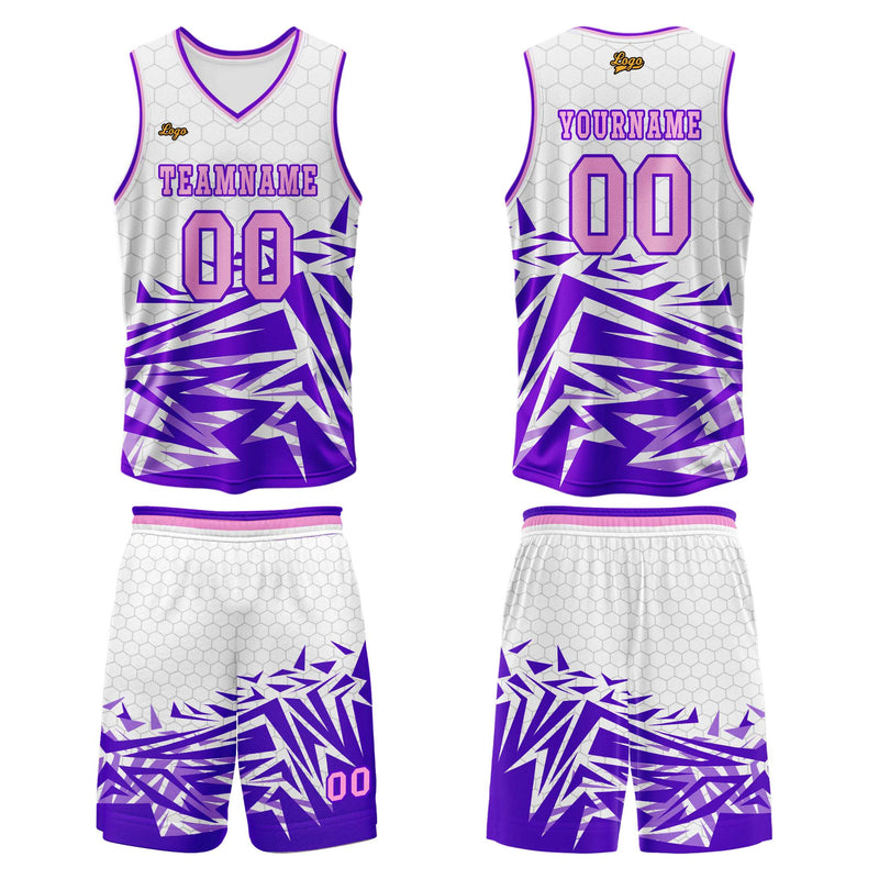 Custom Purple Pink Basketball Jersey Uniform Suit Printed Your Logo Name Number