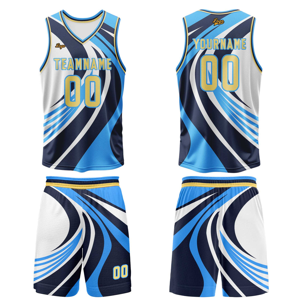 Custom Blue Yellow Basketball Jersey Uniform Suit Printed Your Logo Name Number enthsush