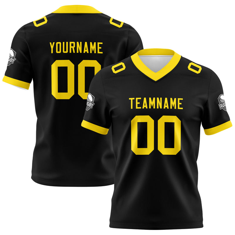 Custom Black Yellow Football Jersey Personalized Football Shirts for Men Women  Printed Team Name Number Logo