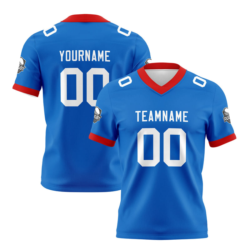 Custom Blue White Football Jersey Personalized Football Shirts for Men Women  Printed Team Name Number Logo