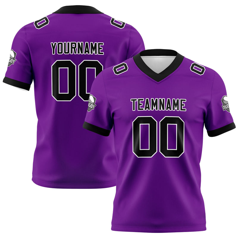 Custom Purple Black Football Jersey Personalized Football Shirts for Men Women  Printed Team Name Number Logo