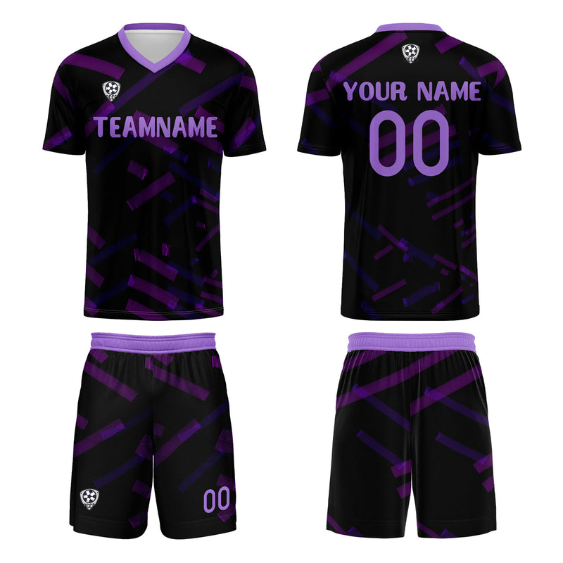 Custom Black Purple Jerseys for Men Women Personalized Soccer Uniforms for Adult and Kid