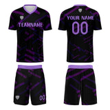 Custom Black Purple Jerseys for Men Women Personalized Soccer Uniforms for Adult and Kid