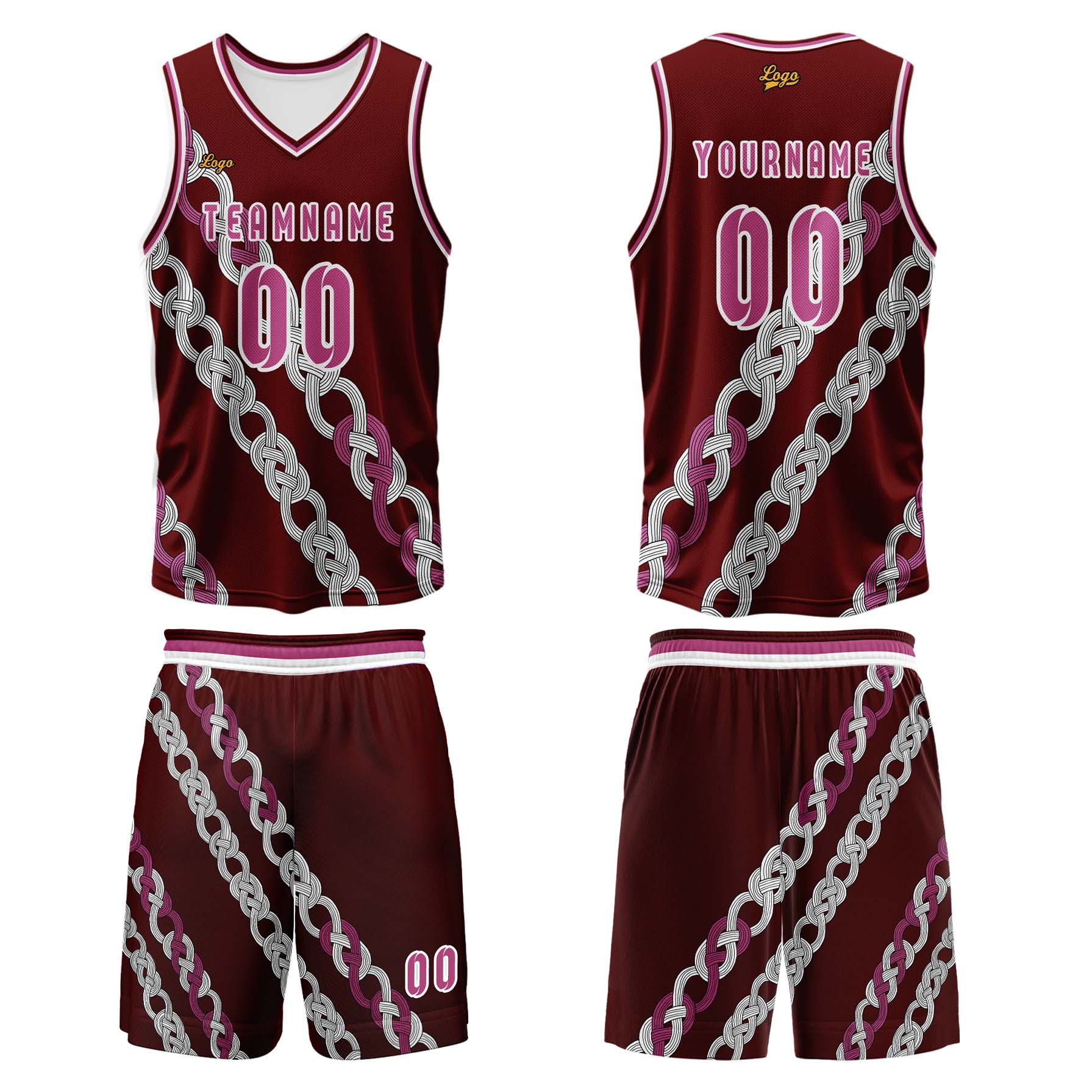 Custom Pink Red Basketball Jersey Uniform Suit Printed Your Logo Name Number enthsush
