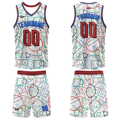 Custom White Red Basketball Jersey Uniform Suit Printed Your Logo Name Number enthsush