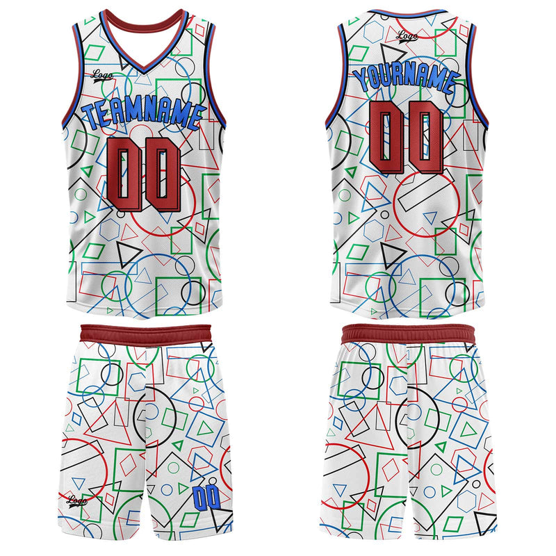 Custom White Red Basketball Jersey Uniform Suit Printed Your Logo Name Number
