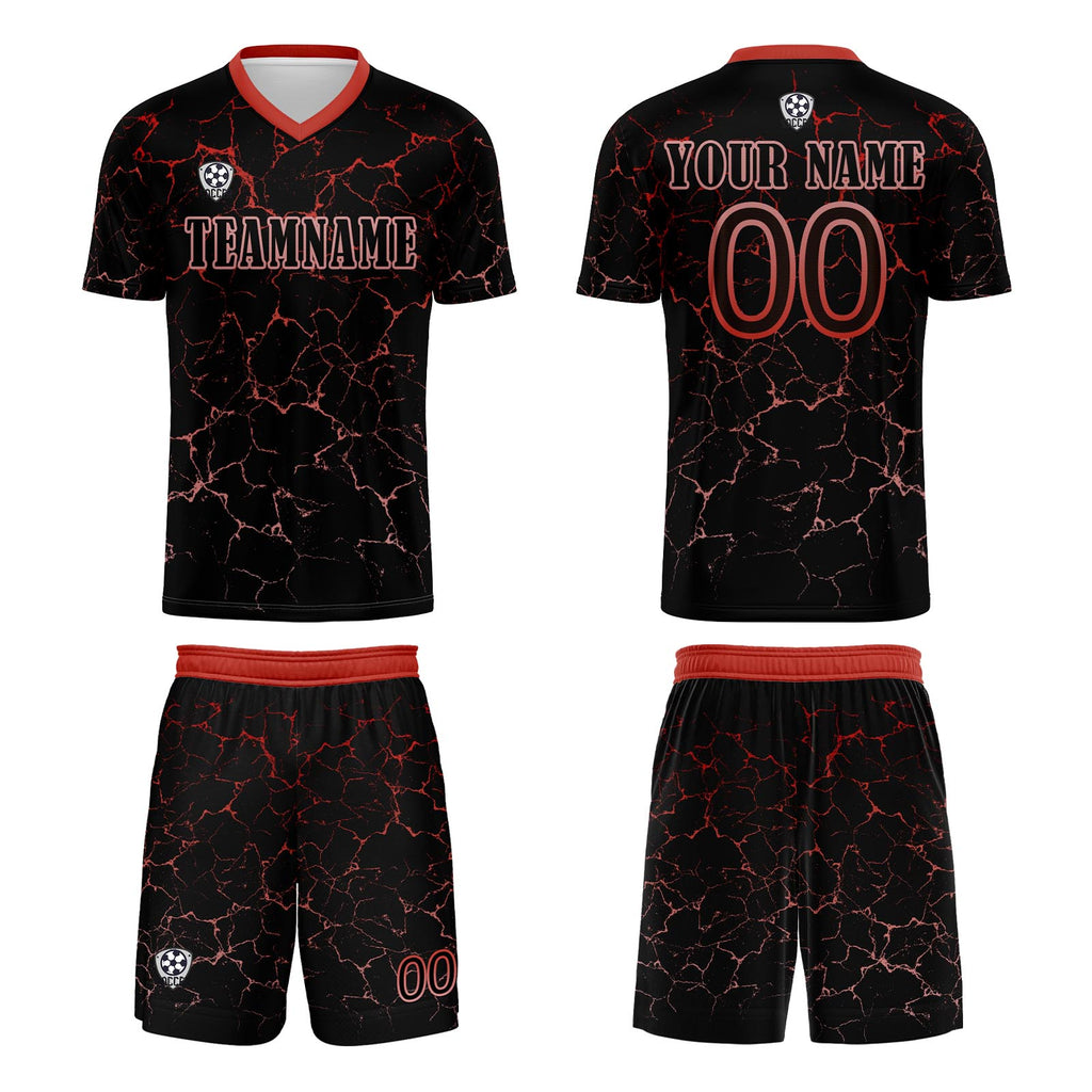 Custom Black Red Jerseys for Men Women Personalized Soccer Uniforms for Adult and Kid enthsush