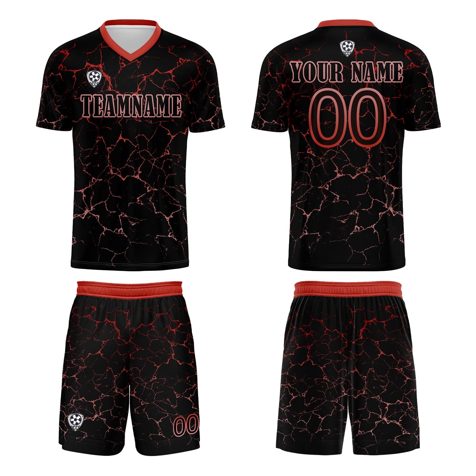Custom Black Red Jerseys for Men Women Personalized Soccer Uniforms for Adult and Kid enthsush