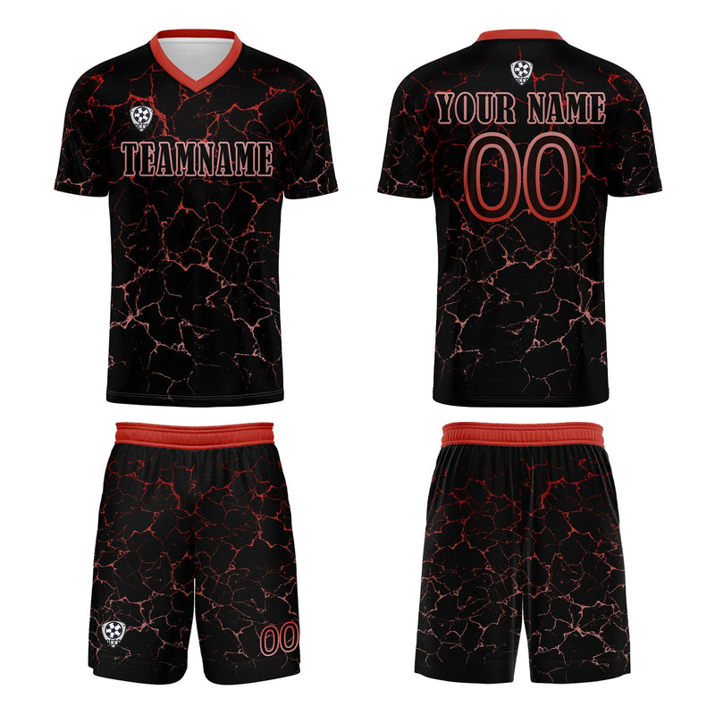 Custom Black Red Jerseys for Men Women Personalized Soccer Uniforms for Adult and Kid
