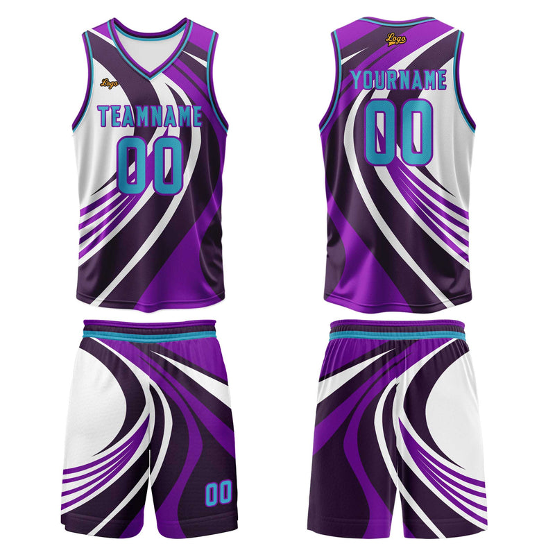 Custom Violet Blue Basketball Jersey Uniform Suit Printed Your Logo Name Number