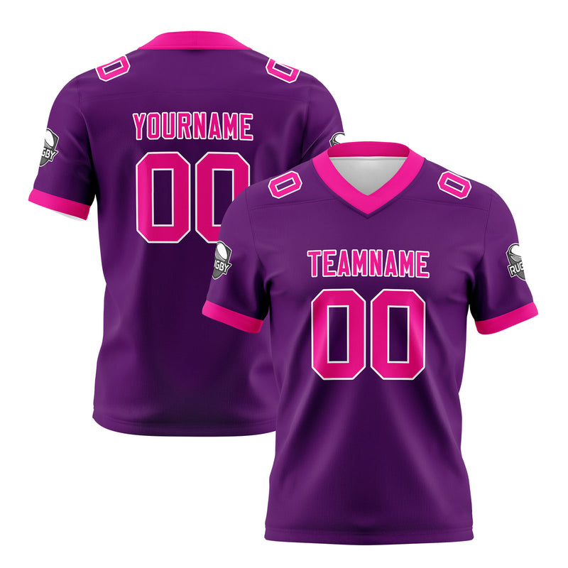 Custom Purple Pink Football Jersey Personalized Football Shirts for Men Women  Printed Team Name Number Logo