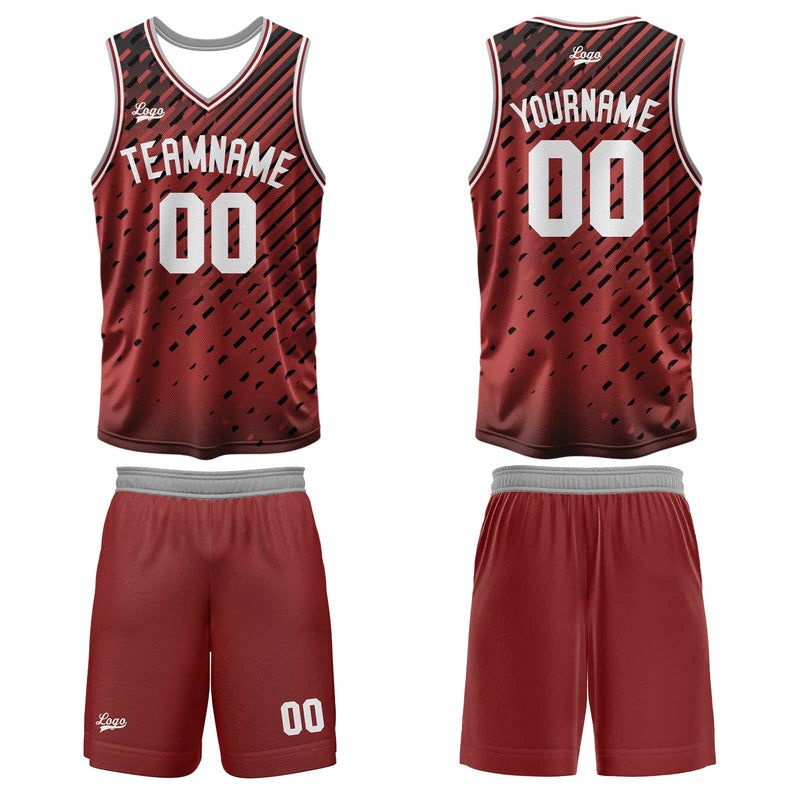 Custom Red Basketball Jersey Uniform Suit Printed Your Logo Name Number