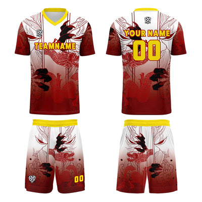 Custom Red Yellow Jerseys for Men Women Personalized Soccer Uniforms for Adult and Kid enthsush