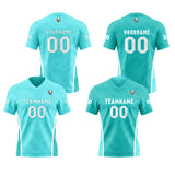 Custom Cyan Football Jersey Personalized Gradient Football Shirts for Men Printed Team Name Number Logo