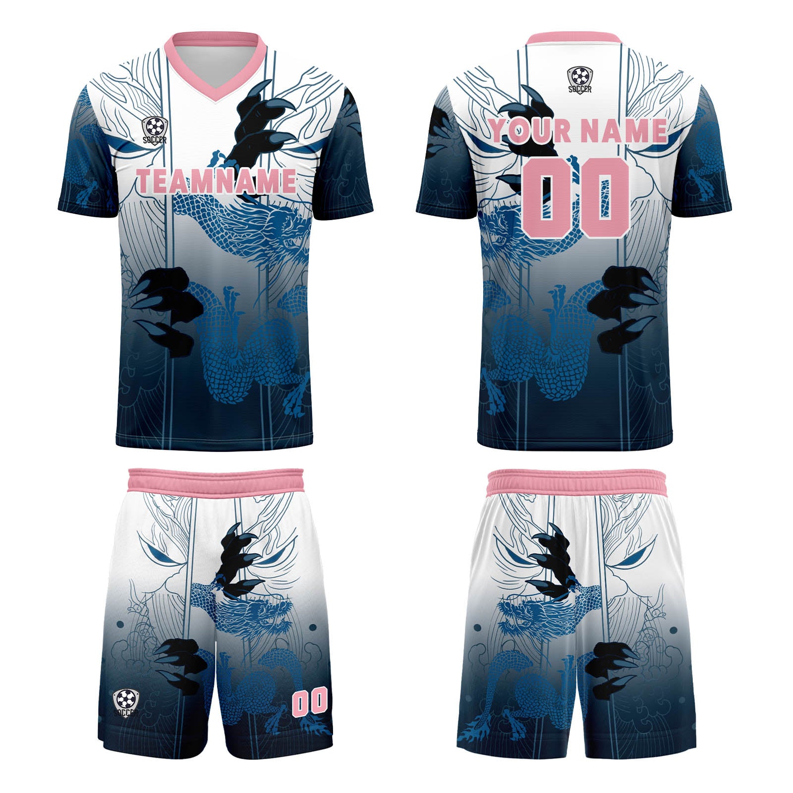 Custom Blue Pink Jerseys for Men Women Personalized Soccer Uniforms for Adult and Kid enthsush