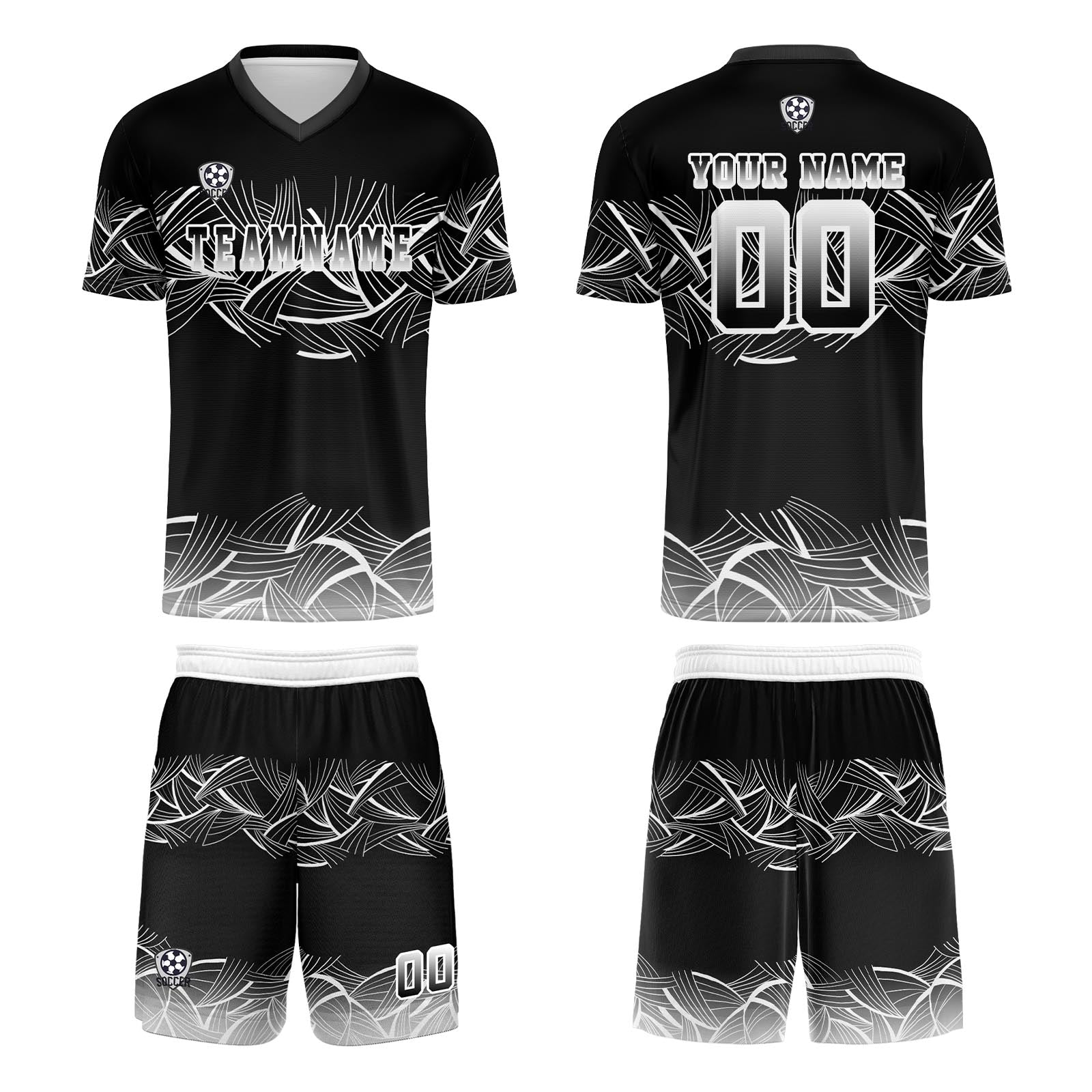 Custom Black Gray Jerseys for Men Women Personalized Soccer Uniforms for Adult and Kid enthsush