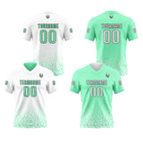 Custom White Green Football Jersey Personalized Gradient Football Shirts for Men Printed Team Name Number Logo