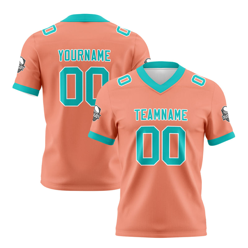 Custom Pink Cyan Football Jersey Personalized Football Shirts for Men Women  Printed Team Name Number Logo