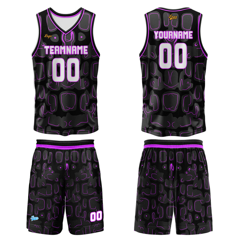 Custom Purple Basketball Jersey Uniform Suit Printed Your Logo Name Number