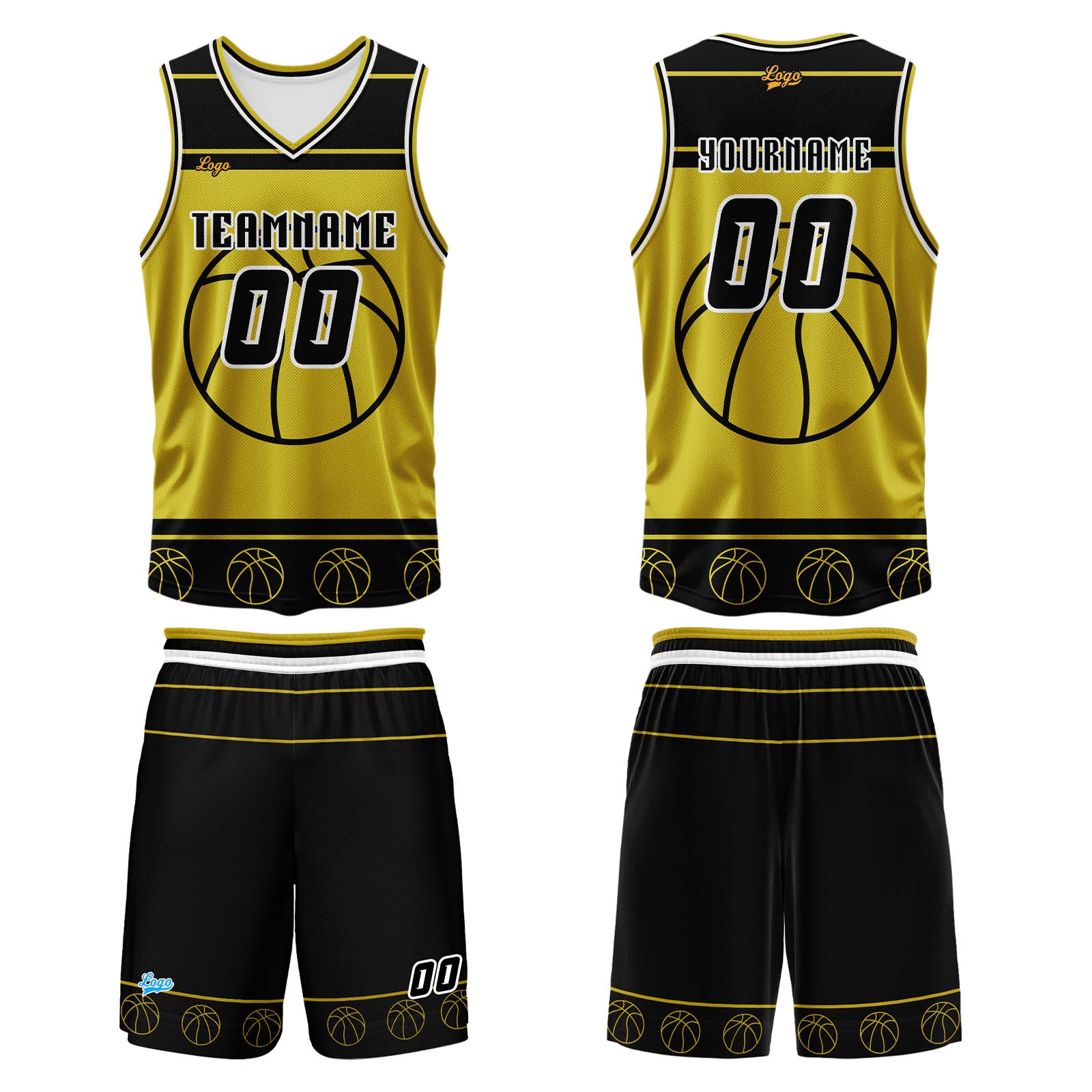 Custom Black Yellow Basketball Jersey Uniform Suit Printed Your Logo Name Number enthsush