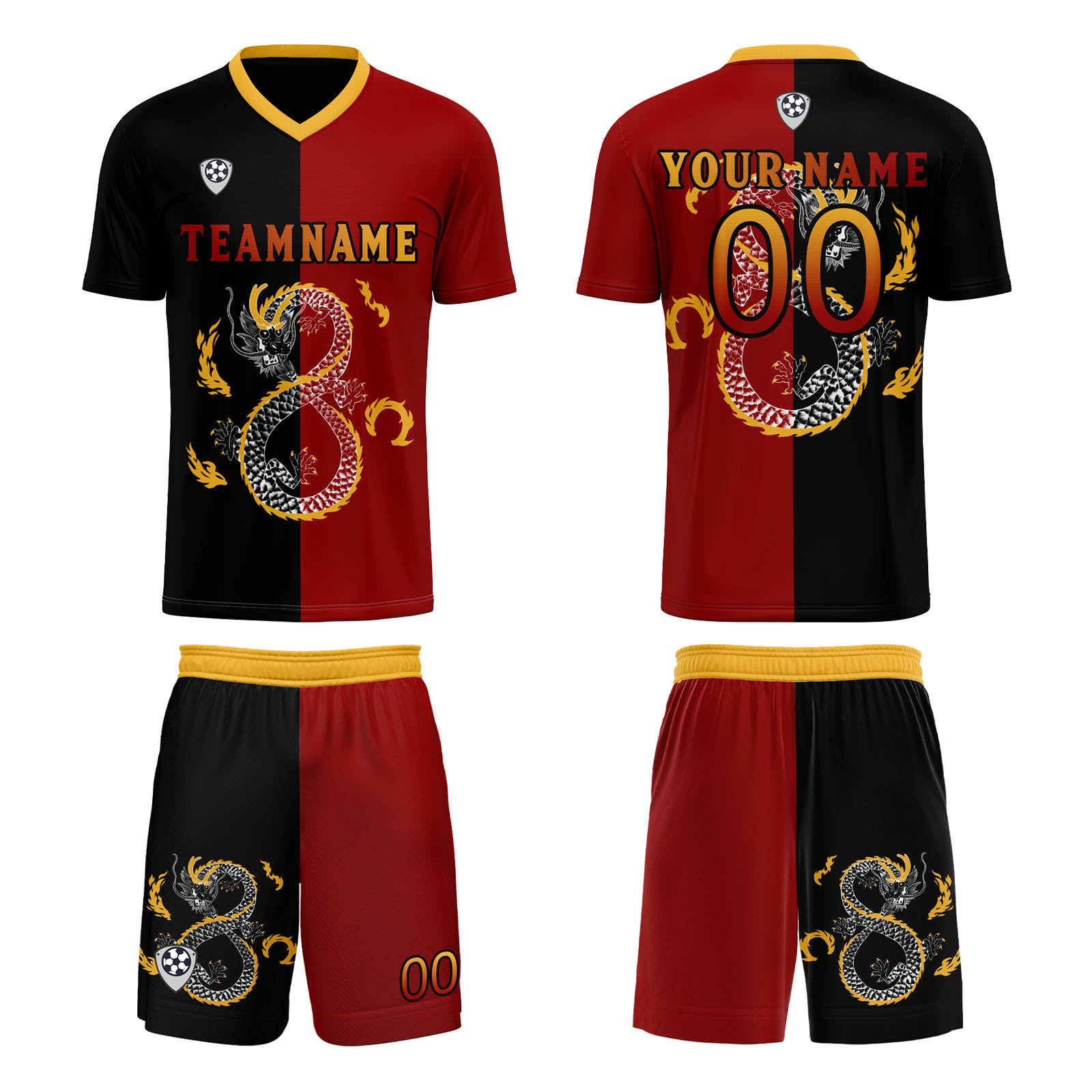 Custom Red Black Soccer Jerseys for Men Women Personalized Soccer Uniforms for Adult and Kid enthsush